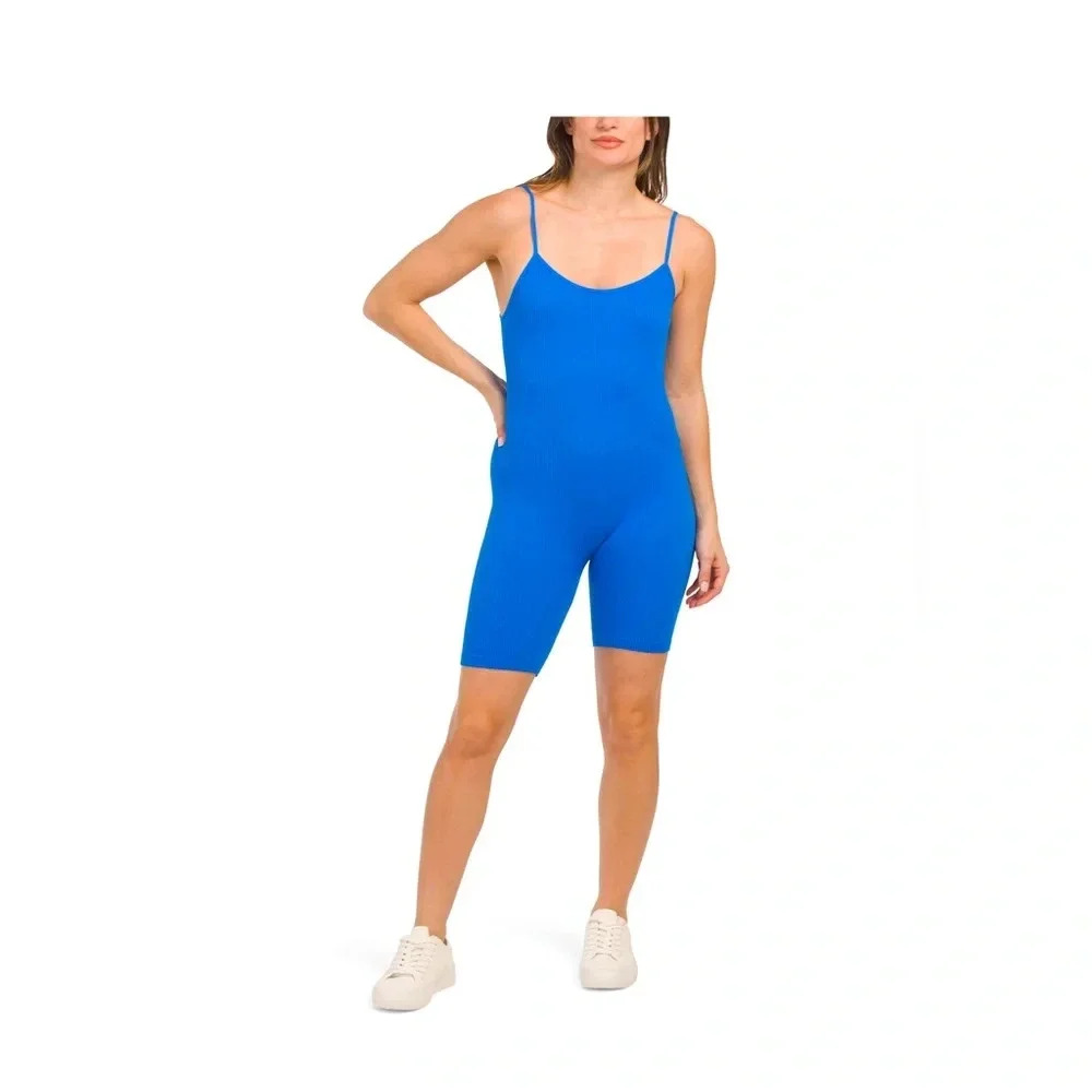 Zara Ribbed Bodycon Romper Blue M/L New with tags